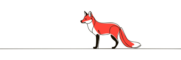 Fox continuous one line drawing vector illustration