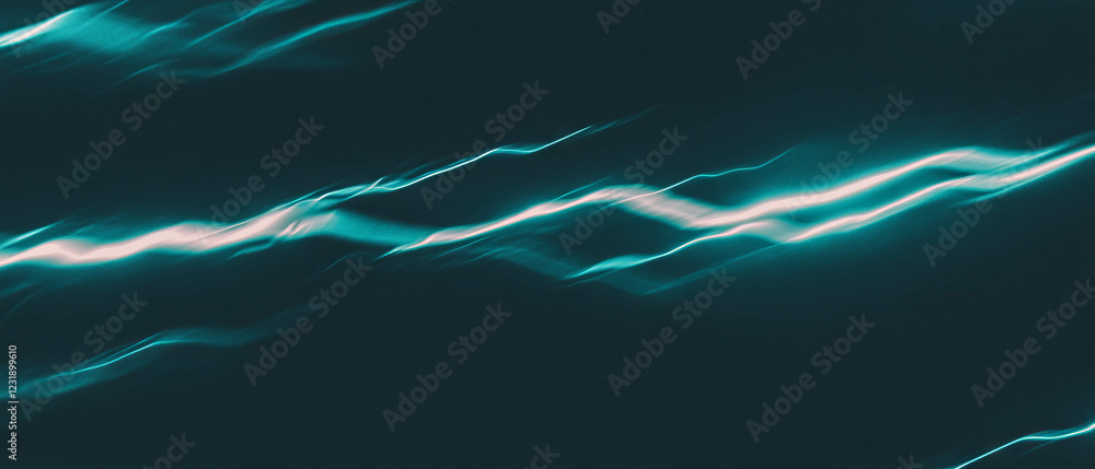 Poster dynamic light trails showcase lightning effects on a dark background with motion blur