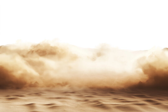 sandstorm dust engulfing desert isolated on white transparent background