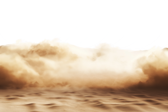 sandstorm dust engulfing desert isolated on white transparent background