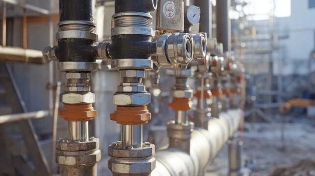 A group of pipes connected together, often used in industrial or mechanical settings