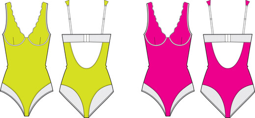 Stylish Women's Bodysuit Designs Fashion Flat Sketches