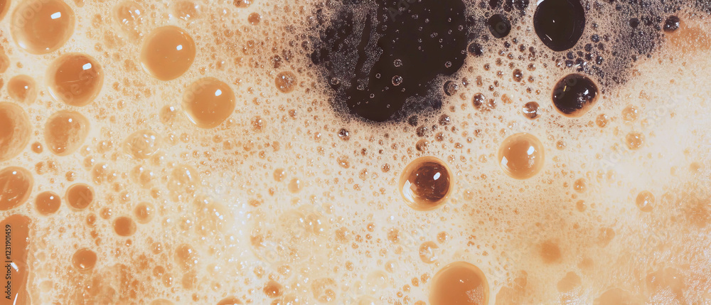 Poster liquid bubbles forming abstract patterns with artistic textures on a black background