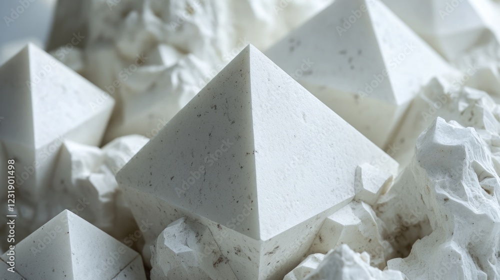 Aufkleber close-up view of a stack of white cubes, ideal for use in abstract or minimalist design concepts