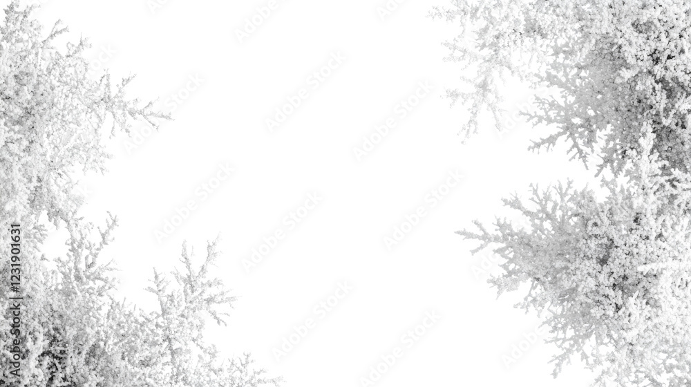 Aufkleber The image shows an abstract design featuring white frost patterns resembling snowflakes arranged on a black background creating a decorative frame.
