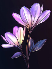 Glowing Purple Blooms on Dark Background.