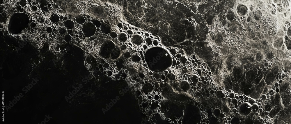 Poster liquid bubbles create a unique texture with large formations on a dark background