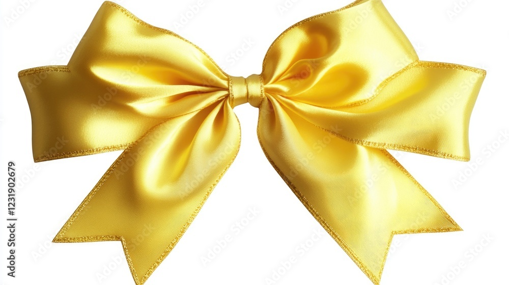 Poster a simple and clean design featuring a bright yellow bow against a pure white background, great for a