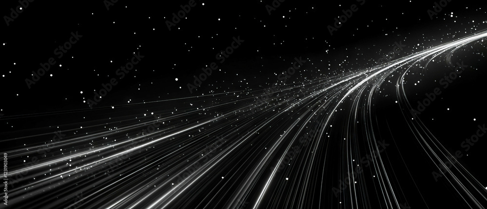 Poster long spark trails create dynamic visual effects with logo space on a dark background
