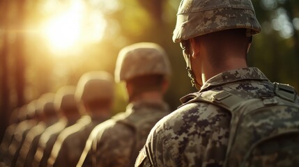 Soldiers display precision in formation during a sunset drill exercise
