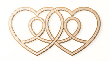This image presents a minimalist and modern design featuring three intertwined heart shapes. The hearts are rendered with simple lines, creating a geometric and abstract appearance. 