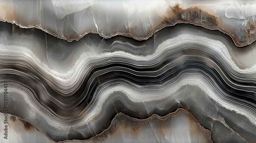 Poster Abstract grey and brown marble texture with wavy lines.