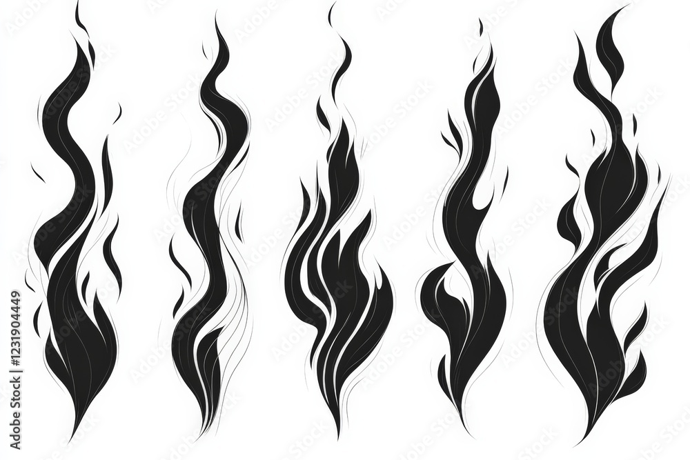 Aufkleber elegant black flame designs creating dynamic visual interest in contemporary art