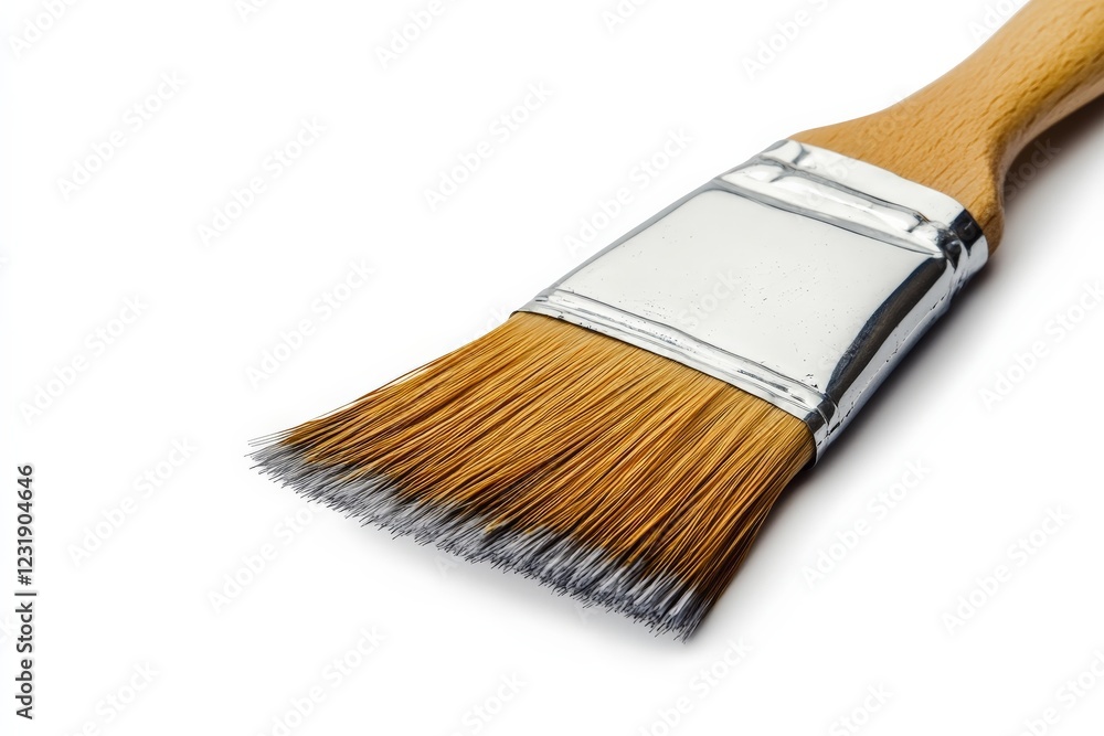 Poster paint brush resting on a clean surface ready for creative projects in a well-lit space