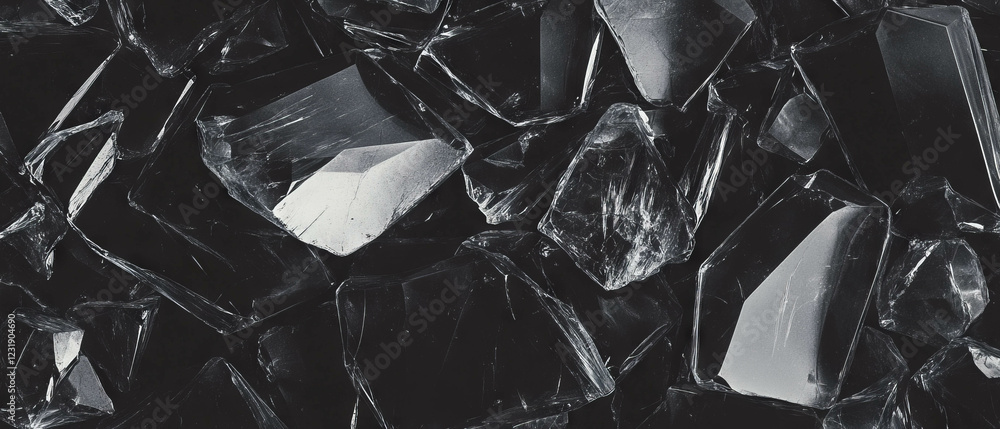 Poster naturally broken glass texture with random patterns against a dark background