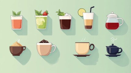 Obraz premium Refreshing beverage illustrations digital art vibrant colors minimalistic style