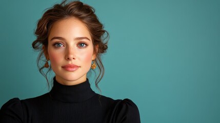 Portrait of a young woman in Renaissance style evoking timeless beauty