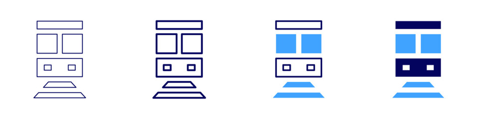 Railway tracks icon in 4 different styles. Thin Line, Line, Bold, and Bold Line. Duotone style. Editable stroke