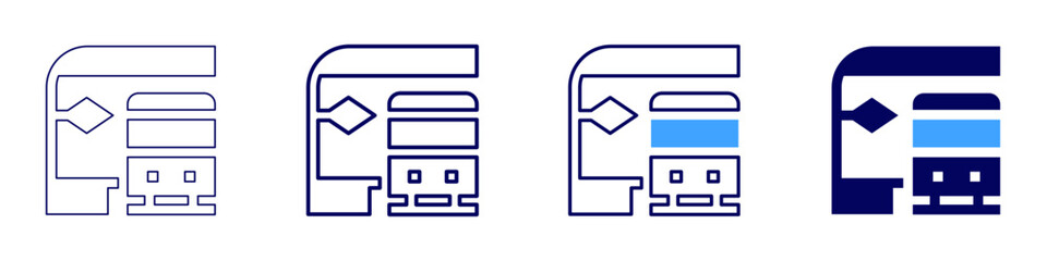 Subway icon in 4 different styles. Thin Line, Line, Bold, and Bold Line. Duotone style. Editable stroke