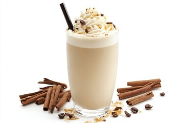 Ice vanilla latte isolated on white background