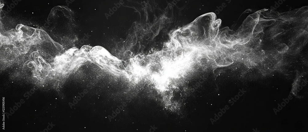 Poster organic spark flow with dynamic movement on a velvety black backdrop