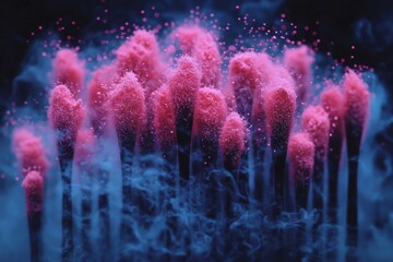 Colorful matchsticks create a striking visual against a dark background with smoke in a creative art display