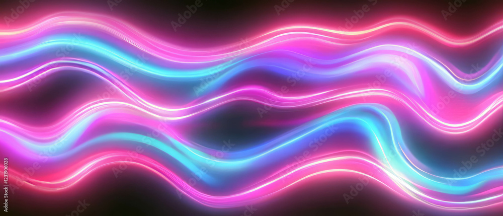 Aufkleber vibrant flowing curves create a mesmerizing neon abstract design on a dark backdrop