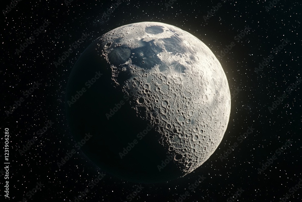 Aufkleber majestic view of the moon illuminated against a starry sky in deep space