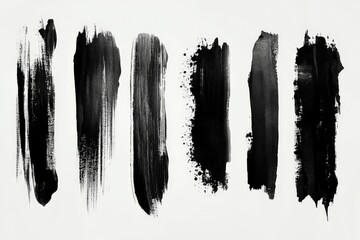 Vivid black brush strokes creating a dynamic and artistic pattern on a white background