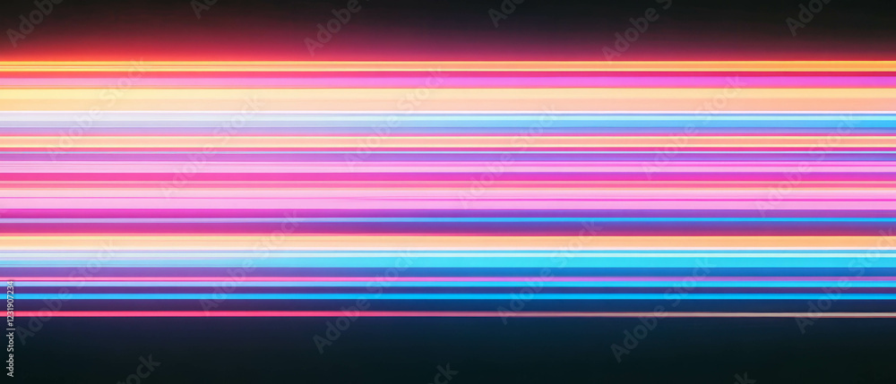 Poster vibrant neon light trails create dynamic motion effects in a dark background