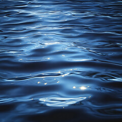Dark blue abstract background. Reflection of light on a smooth surface of water with small waves.