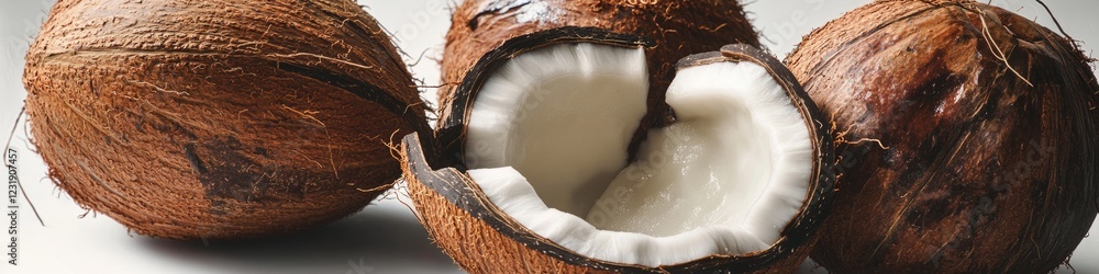 Poster two coconuts sit side by side, a simple yet charming scene