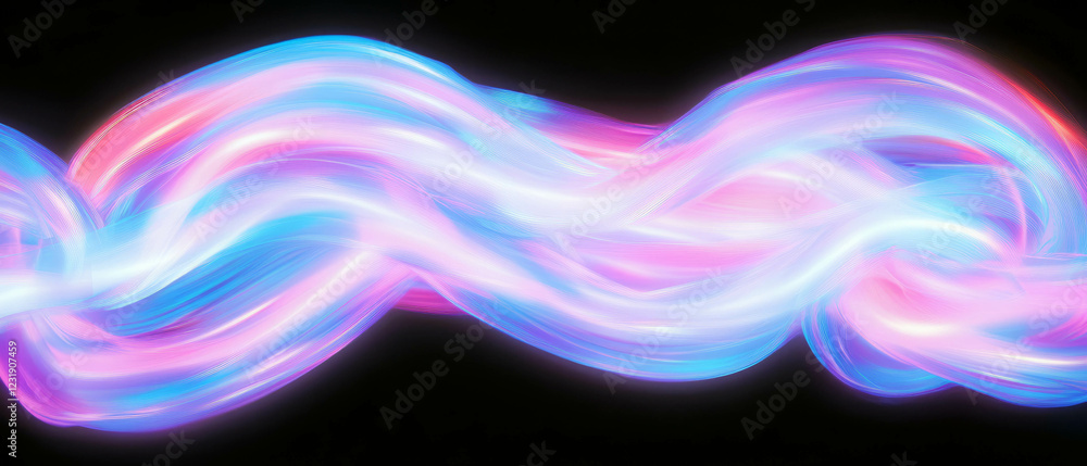 Poster vibrant neon spiral with winding pattern creating dynamic effects on black background