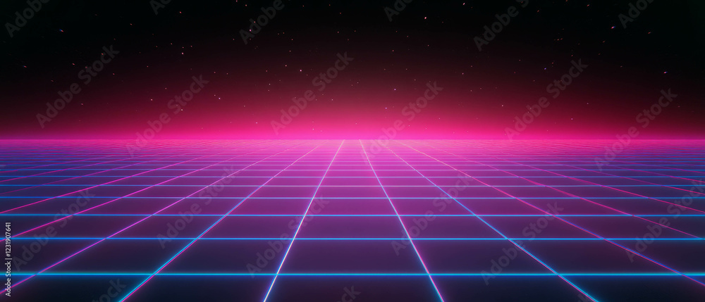 Poster neon square overlay texture with straight lines on a black background creating a vibrant ambiance