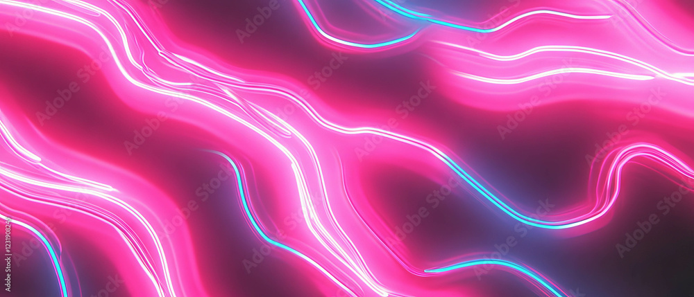 Poster vibrant neon overlay with abstract shapes creating artistic expression on black background