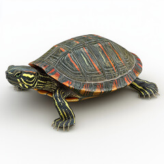 Obraz premium Striped Turtle Shell, Detailed Reptile Model.