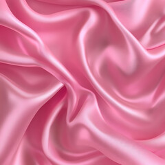 Fototapeta premium Pink silk satin background. Soft wavy folds on the fabric. Wedding, anniversary, valentine, love, tender, holiday, celebration, card. Beautiful pink abstract background with copy space for your design