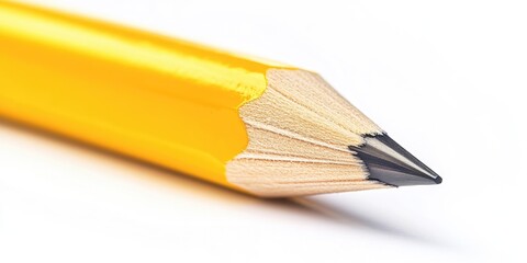 Obraz premium A close-up view of a yellow pencil on a white surface