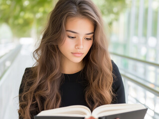 Obraz premium Female lawyer reading a book attentively
