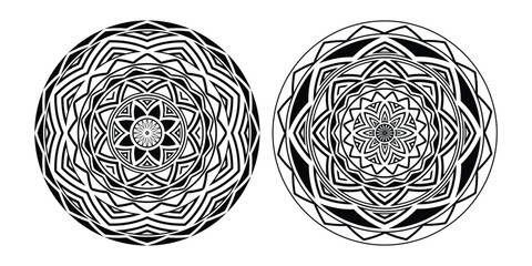 Vector round ethnic element, circular ornaments, decorative design templates, isolated on white background