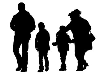 Families with little child on white background