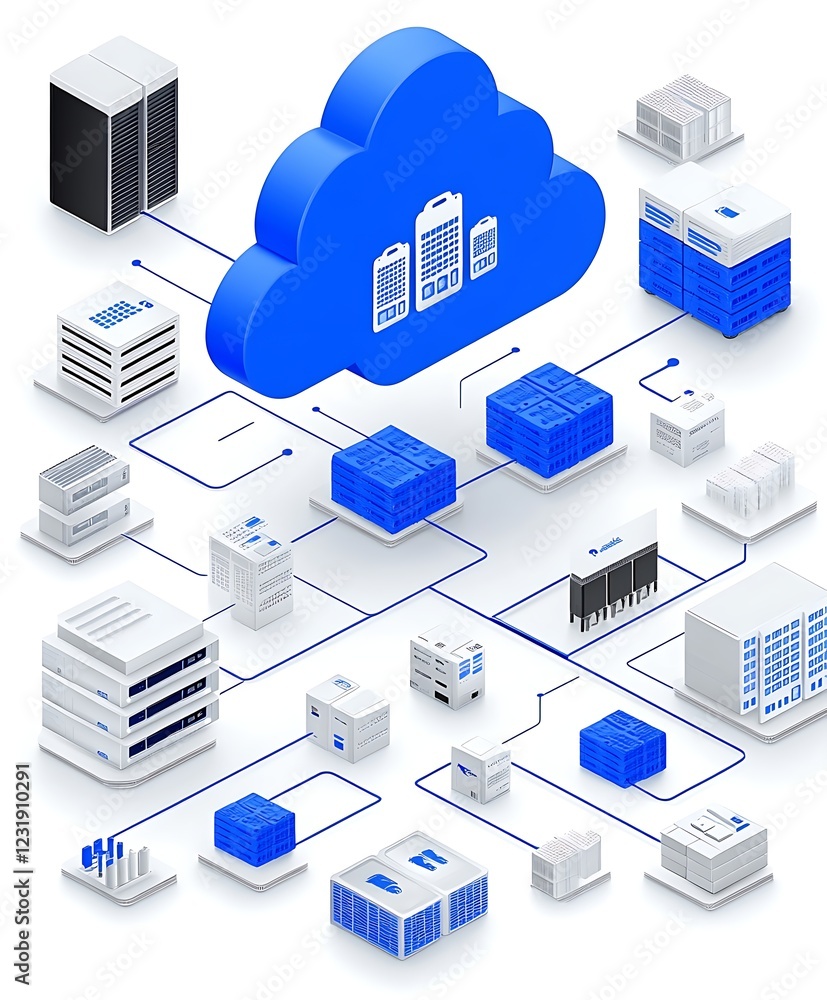 Poster cloud-based data center network with interconnected servers and data storage units