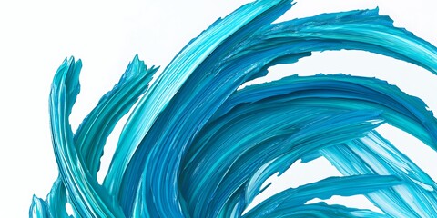 Abstract teal paint swirls, white background. Design element