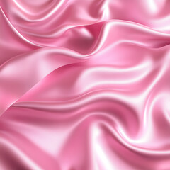 Obraz premium Pink silk satin background. Soft wavy folds on the fabric. Wedding, anniversary, valentine, love, tender, holiday, celebration, card. Beautiful pink abstract background with copy space for your design