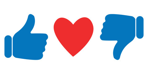 Thumbs and heart icon. Vector love and love icon. Like and like buttons ready for websites and mobile apps.