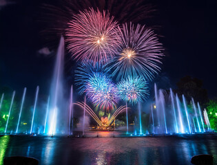 Generated image　花火と噴水のイルミネーション