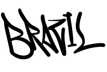 BRAZIL country name in sprayed graffiti letters hand drawn isolated style