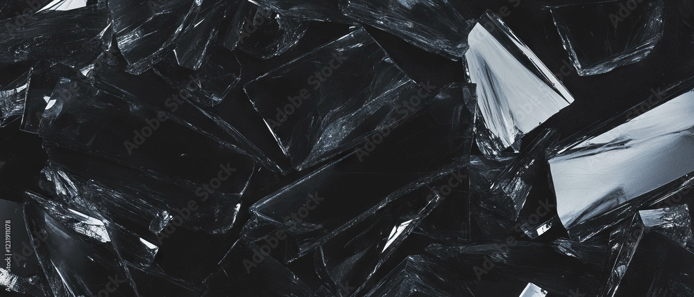 Poster overlay texture of broken glass with depth and transparency on a black background