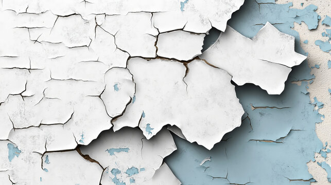 Crack of paint or paper isolated on transparent background. Closeup view of badly fixed building facade wall covered with gaps in stucco with flappy peeling edges Realistic 3d vector illustration