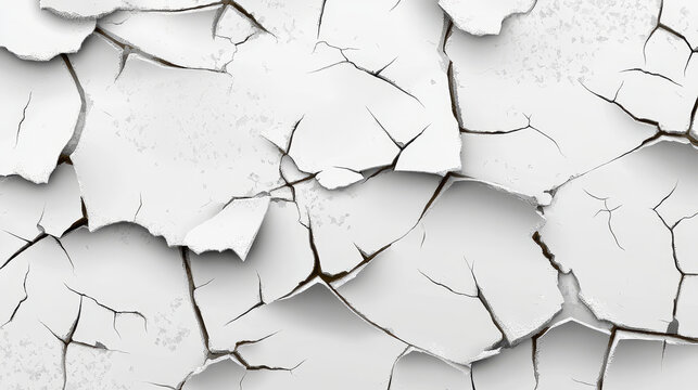 Crack of paint or paper isolated on transparent background. Closeup view of badly fixed building facade wall covered with gaps in stucco with flappy peeling edges Realistic 3d vector illustration